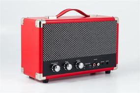 img 1 attached to GPO Westwood Bluetooth Speaker - Portable, Retro 25W, Subwoofer, RCA Input, Vintage Grille, Carry Handle – Red