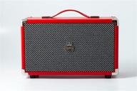 gpo westwood bluetooth speaker - portable, retro 25w, subwoofer, rca input, vintage grille, carry handle – red logo