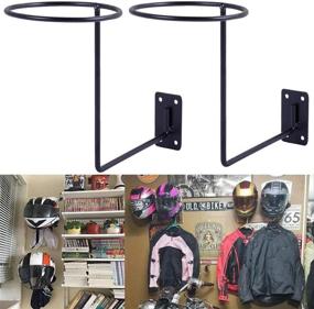 img 4 attached to 🏍️ PEI Motorcycle Accessories Helmet Holder Jacket Hanger Wall Mounted Multifunctional Rack - Black (2pc)