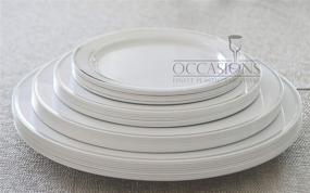 img 2 attached to 🍽️ OCCASIONS 120 Pack of Heavyweight Disposable Wedding Party Plastic Plates - 10.5'' Dinner Plate, Elegant White with Silver Rim