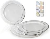 🍽️ occasions 120 pack of heavyweight disposable wedding party plastic plates - 10.5'' dinner plate, elegant white with silver rim logo