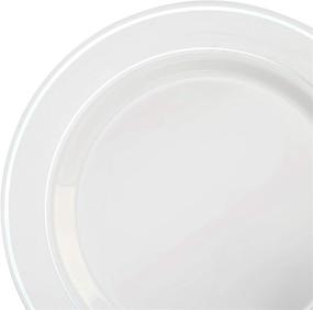 img 1 attached to 🍽️ OCCASIONS 120 Pack of Heavyweight Disposable Wedding Party Plastic Plates - 10.5'' Dinner Plate, Elegant White with Silver Rim