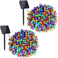 toodour solar christmas lights - 2 packs of 72ft 200 led 8 modes solar string lights - waterproof outdoor christmas lights for garden, patio, fence, balcony - multicolor christmas tree decorations логотип