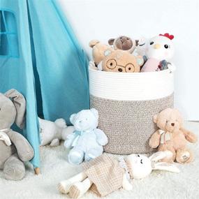 img 1 attached to 🧺 MINTWOOD Design Woven Cotton Rope Storage Basket - 15 x 14.2 Inches - Stuffed Toy, Laundry, Nursery, and Dog Toy Bin - Light Brown - Perfect for Blankets, Gifts, and More!