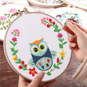 img 2 attached to Nuberlic Owl Embroidery Kit: Animal Cross Stitch for 🦉 Beginners - Adults Needlepoint with Hoop, Cloth, Needles and Threads
