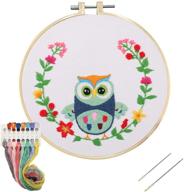 nuberlic owl embroidery kit: animal cross stitch for 🦉 beginners - adults needlepoint with hoop, cloth, needles and threads logo