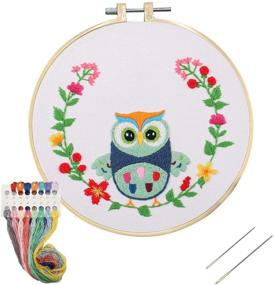 img 4 attached to Nuberlic Owl Embroidery Kit: Animal Cross Stitch for 🦉 Beginners - Adults Needlepoint with Hoop, Cloth, Needles and Threads
