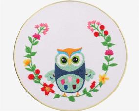 img 1 attached to Nuberlic Owl Embroidery Kit: Animal Cross Stitch for 🦉 Beginners - Adults Needlepoint with Hoop, Cloth, Needles and Threads