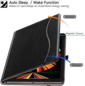 img 1 attached to ZtotopCases Premium PU Leather Case for iPad Pro 12.9 Case 2021 5th Generation - Black: Multiple Viewing Angles, Auto Sleep/Wake, iPad Pencil Charging Compatible