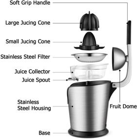 img 1 attached to 🍊 Flexzion Electric Citrus Juicer – Powerful Motorized Lemon Squeezer for Oranges, Lemons, and Grapefruits – Stainless Steel Stand with Ergonomic Hand Press Design and Pulp Filter – 160 Watts