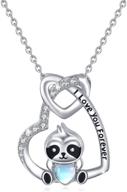 🦥 s925 sterling silver sloth necklace with moonstone - adorable animal pendant jewelry for women, girls, girlfriends, daughters, and sisters logo