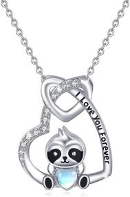 img 4 attached to 🦥 S925 Sterling Silver Sloth Necklace with Moonstone - Adorable Animal Pendant Jewelry for Women, Girls, Girlfriends, Daughters, and Sisters