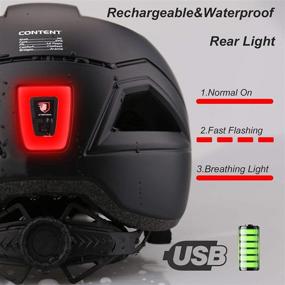 img 1 attached to 🚲 Bike Helmet with USB Rechargeable LED Rear Back Light - Shinmax SM-T66: Lightweight, Adjustable Urban Commuter Scooter Helmet for Men and Women