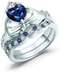 img 3 attached to Lzz Sterling Sapphire Claddagh Zirconia