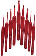 🧶 katech 9-piece set of ergonomic crochet hooks in various sizes (2.0-6.0 mm) with soft handles - premium crochet needles for smooth crochet projects, ideal for making socks, scarves, sweaters, hats, and bags (red) logo