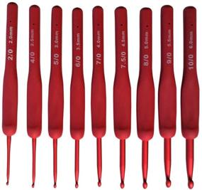 img 3 attached to 🧶 Katech 9-Piece Set of Ergonomic Crochet Hooks in Various Sizes (2.0-6.0 mm) with Soft Handles - Premium Crochet Needles for Smooth Crochet Projects, Ideal for Making Socks, Scarves, Sweaters, Hats, and Bags (Red)