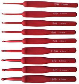 img 2 attached to 🧶 Katech 9-Piece Set of Ergonomic Crochet Hooks in Various Sizes (2.0-6.0 mm) with Soft Handles - Premium Crochet Needles for Smooth Crochet Projects, Ideal for Making Socks, Scarves, Sweaters, Hats, and Bags (Red)