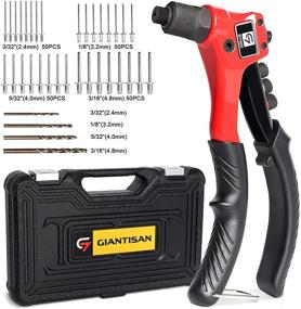 img 4 attached to 🔧 Rugged Carrying Case Rivet Gun Kit - GIANTISAN Pop Rivet Tool with 200 Rivets and 4 Drill Bits, Manual Hand Riveter Kit