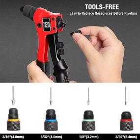 img 1 attached to 🔧 Rugged Carrying Case Rivet Gun Kit - GIANTISAN Pop Rivet Tool with 200 Rivets and 4 Drill Bits, Manual Hand Riveter Kit