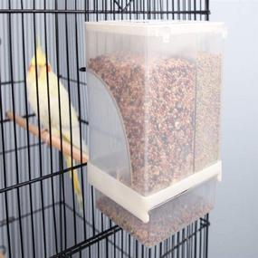 img 1 attached to 🐦 PINVNBY No-Mess Bird Feeder Parrot Automatic Seed Food Container Perch Cage Accessories for Budgerigar Canary Cockatiel Finch Parakeet Green Cheek Conures Parrotlets Lovebirds