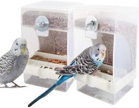 img 4 attached to 🐦 PINVNBY No-Mess Bird Feeder Parrot Automatic Seed Food Container Perch Cage Accessories for Budgerigar Canary Cockatiel Finch Parakeet Green Cheek Conures Parrotlets Lovebirds