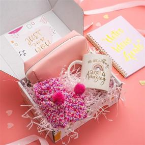 img 3 attached to 🎁 Inyma Birthday Gift Box for Women: Perfect Christmas Gifts for Her - Coffee Mug, Cupcake Socks, Notebook Planner & Cosmetic Bag Set (Pink)"