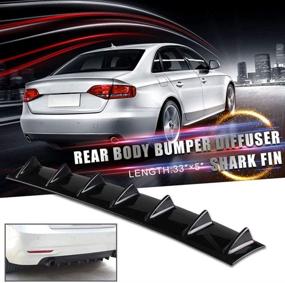 img 4 attached to 🚗 Ruien Universal Rear Bumper Lip Diffuser - 33.5"x5.2" - Car Chassis Spoiler Shark Fin - Glossy Black ABS Material