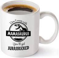 don't mess with mamasaurus - funny dinosaur birthday 🦖 mom gift - 11 oz coffee mug tea cup white logo