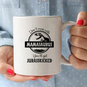 img 2 attached to Don't Mess with Mamasaurus - Funny Dinosaur Birthday 🦖 Mom Gift - 11 oz Coffee Mug Tea Cup White