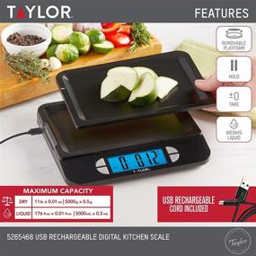 img 2 attached to Taylor Precision Products USB Rechargeable Digital Kitchen Food Scale, 11 lb Capacity, Dishwasher Safe Tray, Cord Included