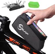 🚲 waterproof front bike frame bag with multi-function repair tool kit and rain cover - for adult mountain bikes (grey, large) logo