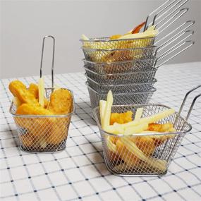 img 1 attached to 🍟 Eyourlife 8-Piece Stainless Steel Fry Basket Set for Restaurant, Cafe Table Food Serving - French Fry Serving Baskets & Mini Square Chicken Wings Holder