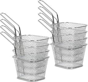 img 4 attached to 🍟 Eyourlife 8-Piece Stainless Steel Fry Basket Set for Restaurant, Cafe Table Food Serving - French Fry Serving Baskets & Mini Square Chicken Wings Holder