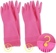 homssem latex pink rubber cleaning gloves with hanging hooks – 2 pairs of dishwashing gloves logo