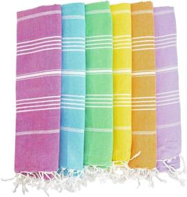 img 4 attached to 🏖️ HAVLULAND (Set of 6) - Premium Turkish Cotton Beach Towels: Soft, Absorbent, and Quick-Drying Oversized Bath Towels - Sand-Free Blanket