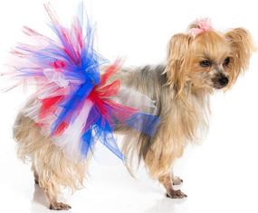 img 1 attached to Handcrafted USA Flag Colors Mesh Tutu for Dogs - Pawpatu Red, White, Blue