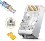 50 подключений rj45 cat6 с защитой - золоченые разъемы с тремя штырьками 8p8c для гибкого и твердого ftp/stp-кабеля ethernet (23awg) - банка логотип