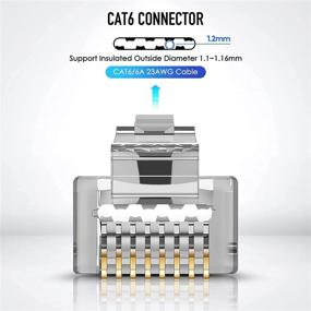 img 2 attached to 50 Подключений RJ45 Cat6 с защитой - золоченые разъемы с тремя штырьками 8P8C для гибкого и твердого FTP/STP-кабеля Ethernet (23AWG) - банка