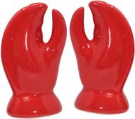 refillable red ceramic lobster claw salt and pepper shaker set - 3 inches, spice holder kitchen accessory logo