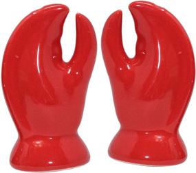 img 4 attached to Refillable Red Ceramic Lobster Claw Salt and Pepper Shaker Set - 3 Inches, Spice Holder Kitchen Accessory