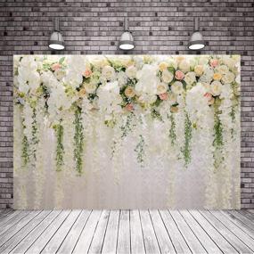 img 1 attached to Floral Wedding Backdrop - White and Pink Rose Wall Background - 7x5 Bridal Shower Romantic Scene Photography Backdrops by Mehofoto