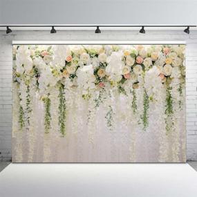 img 4 attached to Floral Wedding Backdrop - White and Pink Rose Wall Background - 7x5 Bridal Shower Romantic Scene Photography Backdrops by Mehofoto