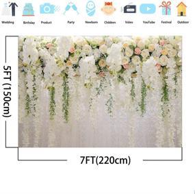 img 2 attached to Floral Wedding Backdrop - White and Pink Rose Wall Background - 7x5 Bridal Shower Romantic Scene Photography Backdrops by Mehofoto