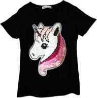 enchanting emoticons unicorn t shirt with magical sequin for girls’ tops, tees & blouses logo