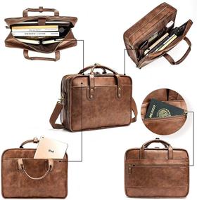 img 2 attached to 👜 Premium Brown Leather Briefcase: 15.6 Inch Business Laptop Bag for Men with Water Resistance, Vintage Style, and Large Capacity