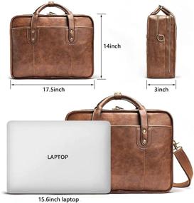 img 1 attached to 👜 Premium Brown Leather Briefcase: 15.6 Inch Business Laptop Bag for Men with Water Resistance, Vintage Style, and Large Capacity