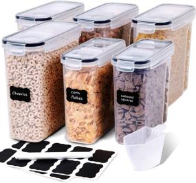 img 4 attached to 🥣 FOOYOO Cereal Containers Storage Set - 6 Piece Airtight Large Dry Cereal Storage Containers (135.2oz) for Easy Organization and Freshness