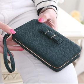 img 2 attached to 👜 Blackish Green Women's Bowknot Wallet: Long Clutch Purse with Large Capacity Phone & Card Holder Pocket