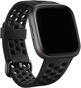 img 2 attached to Official Fitbit Versa Family Accessory Band: Sport Black Large - Improve Your Fitness with Fitbit