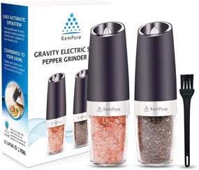 img 4 attached to 🧂 Gravity Electric Salt and Pepper Grinder, Battery-Powered Pepper and Salt Mill with Adjustable Ceramic Rotor, Matte Black Salt and Pepper Grinder Mill Set with Blue LED Light - Pack of 2